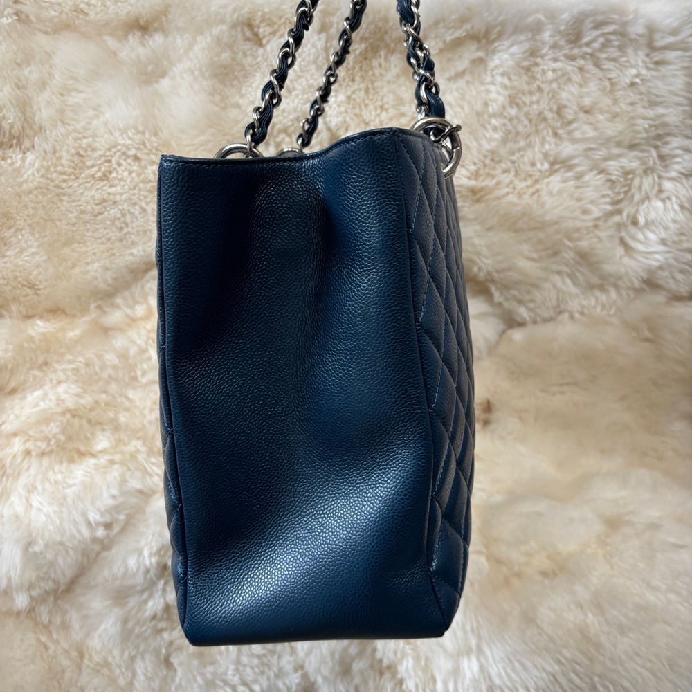 Chanel Blue Grand Shopping Quilted Leather Tote Bag - Picture 3 of 13